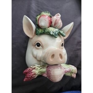 Fitz and Floyd French Market Pig Head Vegetables Wall Pocket – EUC